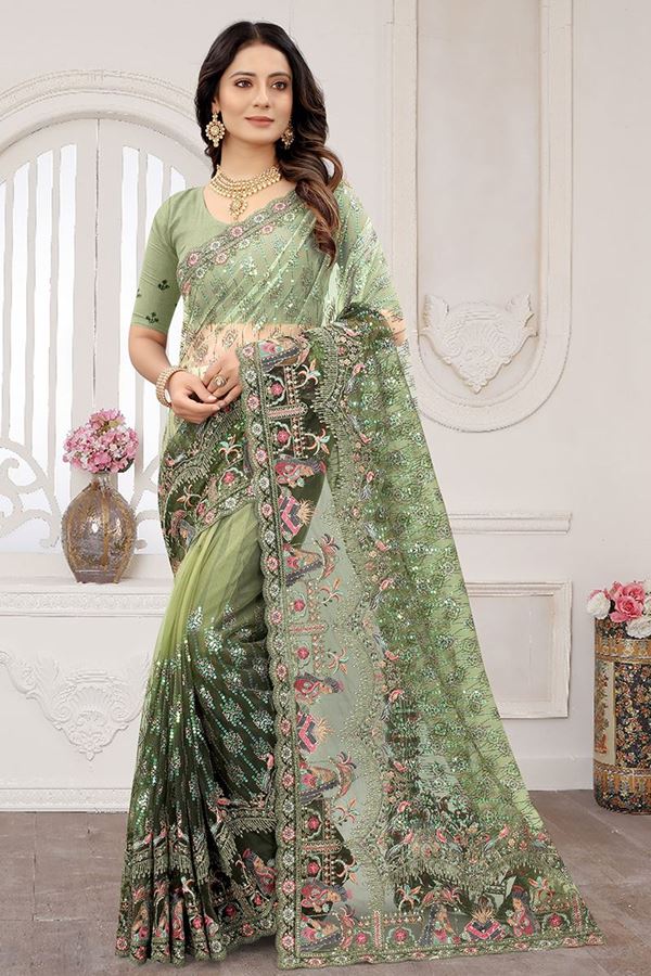 LovelyMehendi Green Colored Designer Saree