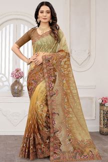 AestheticMustard Colored Designer Saree