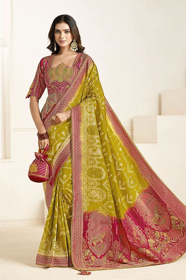Amazing Silk Designer Saree for Wedding, Reception, and Mehendi