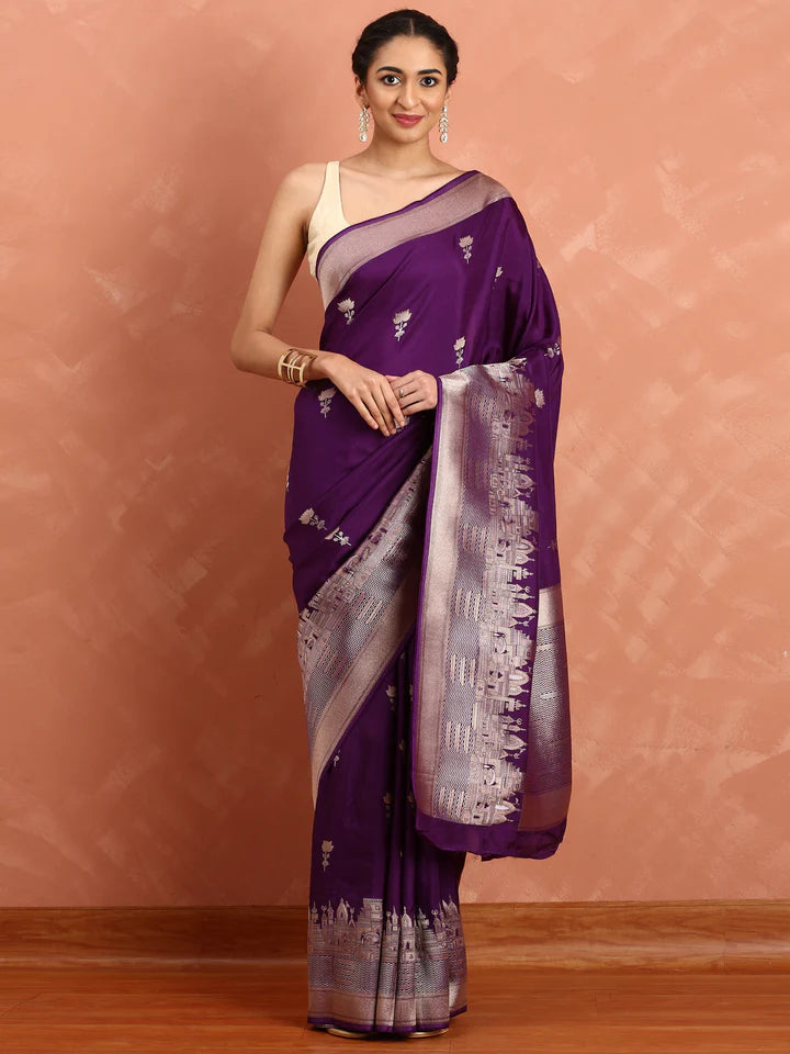 Wine Banaras silk saree