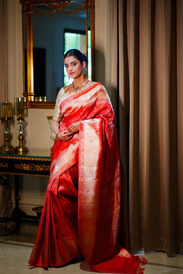 Neerus Gold Pure Silk Saree with Blouse